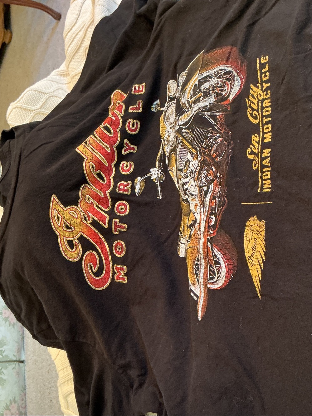 Graphic Tee - Black with Red/Gold Indian Motorcycle Design